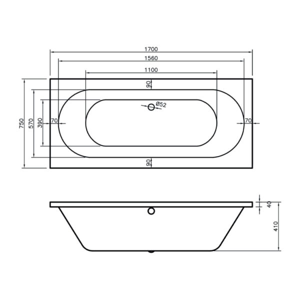 Wicklow 1700x750mm Double Ended Bath, Wicklow 1800x800mm Double Ended Bath, Nationwide delivery Ireland & the UK
