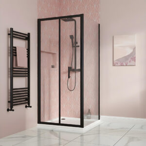 Cera 800mm Matt Black Bifold Shower Door | Bathshed | Delivery UK and Ireland