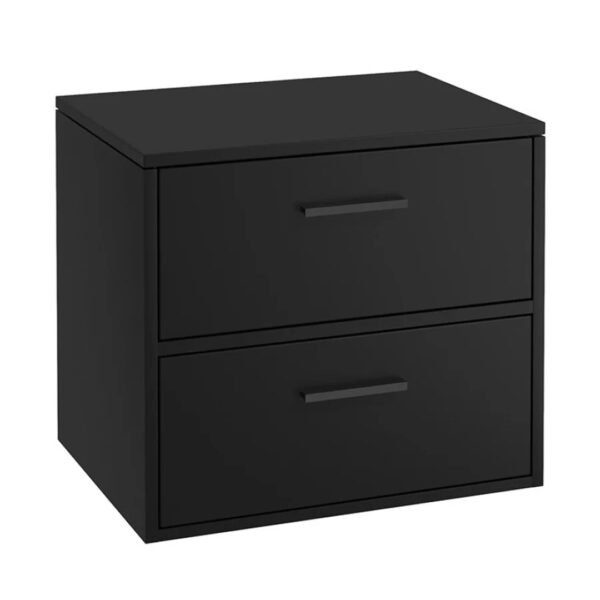 FINLAND 600mm Matt Black Countertop Vanity Unit - Matt Black Handles