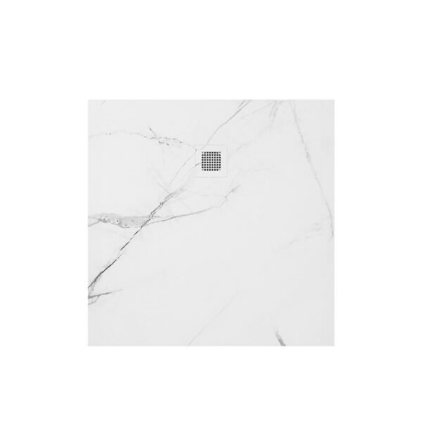 UNITY Square 1000mm Shower Tray White Marble & Waste
