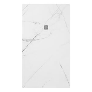UNITY Rectangle 1600x900mm Shower Tray White Marble & Waste