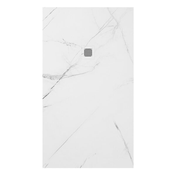 UNITY Rectangle 1600x900mm Shower Tray White Marble & Waste