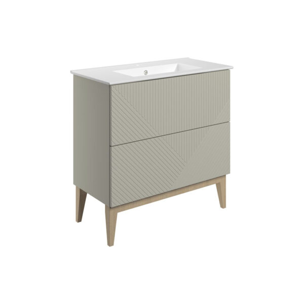 Roux Floorstanding vanity unit & Basin - Blue Graphite, oak | Next day delivery UK | Bathshed