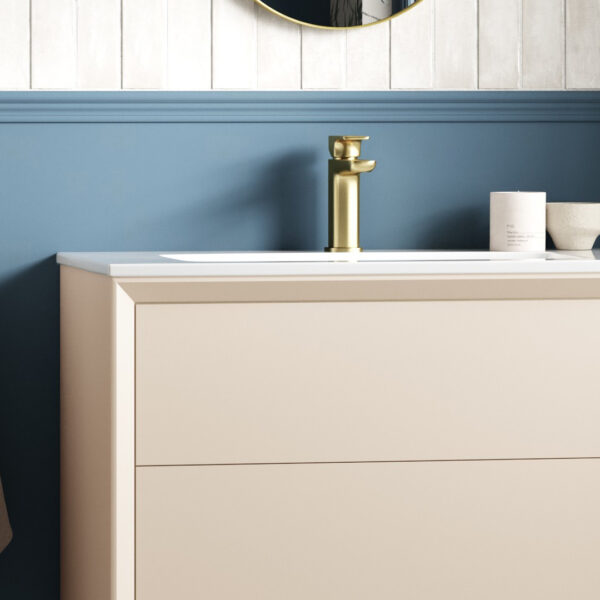Solace Wall Hung 2 Drawer Basin Unit & 1TH Thin Edge Basin - Matt Cotton | Haven Furniture | Nationwide shipping ireland and the uk | Bathshed