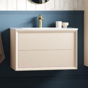 Solace Wall Hung 2 Drawer Basin Unit & 1TH Thin Edge Basin - Matt Cotton | Haven Furniture | Nationwide shipping ireland and the uk | Bathshed