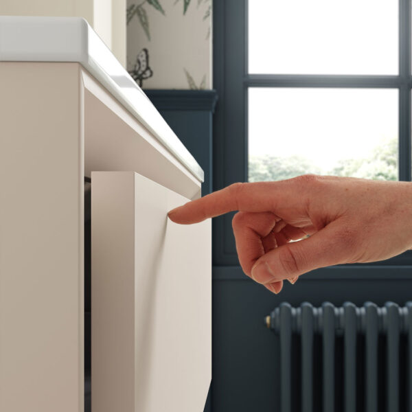 Solace Wall Hung 2 Drawer Basin Unit & 1TH Thin Edge Basin - Matt Cotton | Haven Furniture | Nationwide shipping ireland and the uk | Bathshed