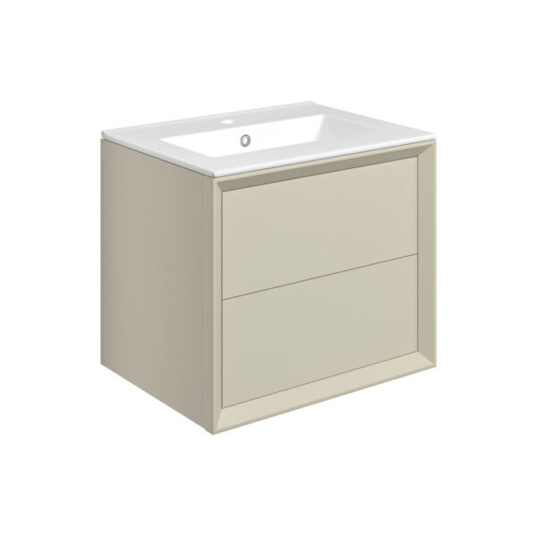 Solace Wall Hung 2 Drawer Basin Unit & 1TH Thin Edge Basin - Matt Cotton | Haven Furniture | Nationwide shipping ireland and the uk | Bathshed