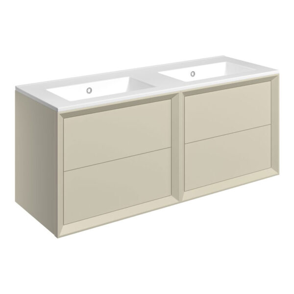 Solace Wall Hung 2 Drawer Basin Unit & 1TH Thin Edge Basin - Matt Cotton | Haven Furniture | Nationwide shipping ireland and the uk | Bathshed