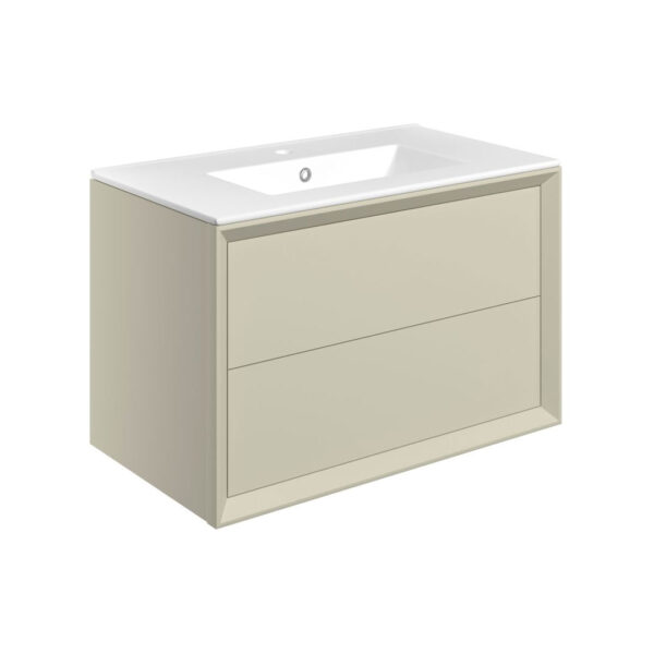 Solace Wall Hung 2 Drawer Basin Unit & 1TH Thin Edge Basin - Matt Cotton | Haven Furniture | Nationwide shipping ireland and the uk | Bathshed