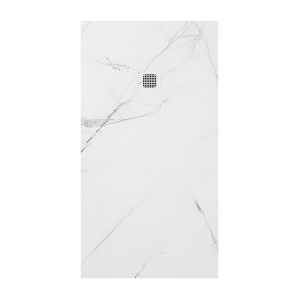 UNITY Rectangle 1500x800mm Shower Tray White Marble & Waste