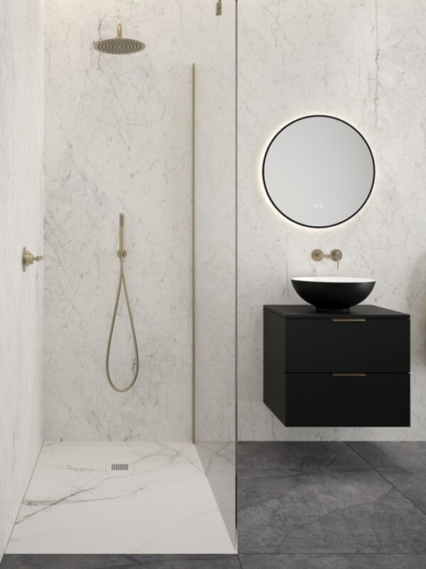 UNITY Rectangle 1700x800mm Shower Tray White Marble & Waste - Image 2