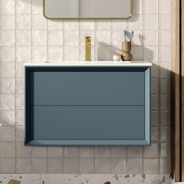 Solace Wall Hung 2 Drawer Basin Unit & 1TH Thin Edge Basin - Matt Cotton | Haven Furniture | Nationwide shipping ireland and the uk | Bathshed