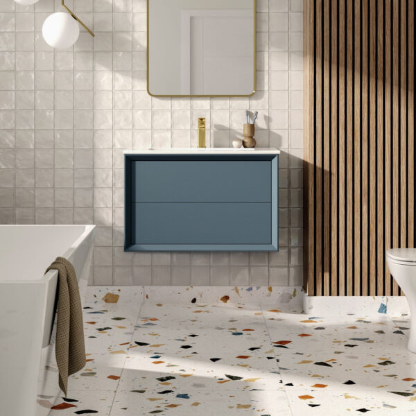 Solace Wall Hung 2 Drawer Basin Unit & 1TH Thin Edge Basin - Matt Cotton | Haven Furniture | Nationwide shipping ireland and the uk | Bathshed