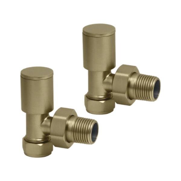 Round Angled Brushed Brass Valves