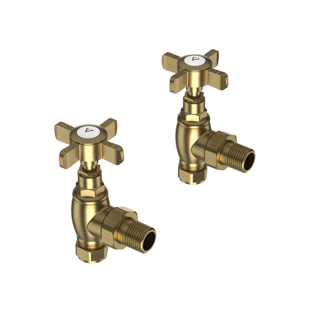 Cross Head Angled Manual Brushed Brass Valves