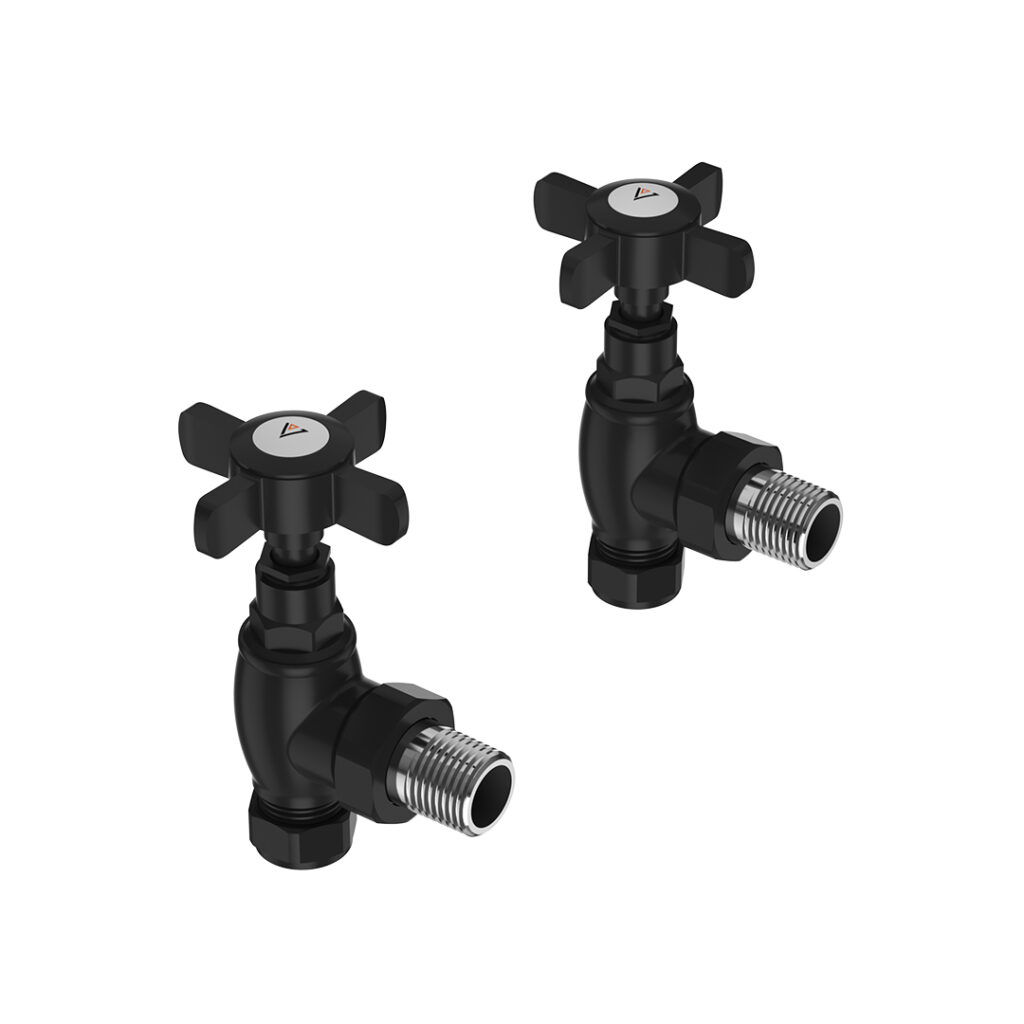 Cross Head Angled Manual Matt Black Valves