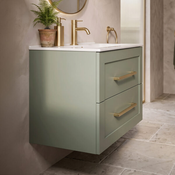Eden green 2 drawer wall hung vanity unit | Green, Peony | Haven Furniture | Nationwide shipping ireland and the uk | Bathshed