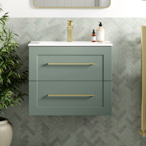 Eden 2 drawer wall hung vanity unit | Green, Peony | Haven Furniture | Nationwide shipping ireland and the uk | Bathshed