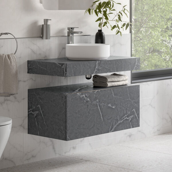Forma Wall hung shelf Unit Grey Marble | Haven Furniture | Nationwide shipping ireland and the uk | Bathshed