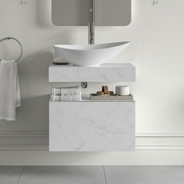 Forma Wall hung shelf Unit White Marble | Haven Furniture | Nationwide shipping ireland and the uk | Bathshed