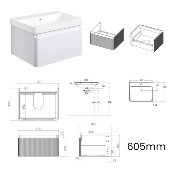 Isla 1 drawer wall hung vanity unit | White, Latte & Black | Haven Furniture | Nationwide shipping ireland and the uk | Bathshed