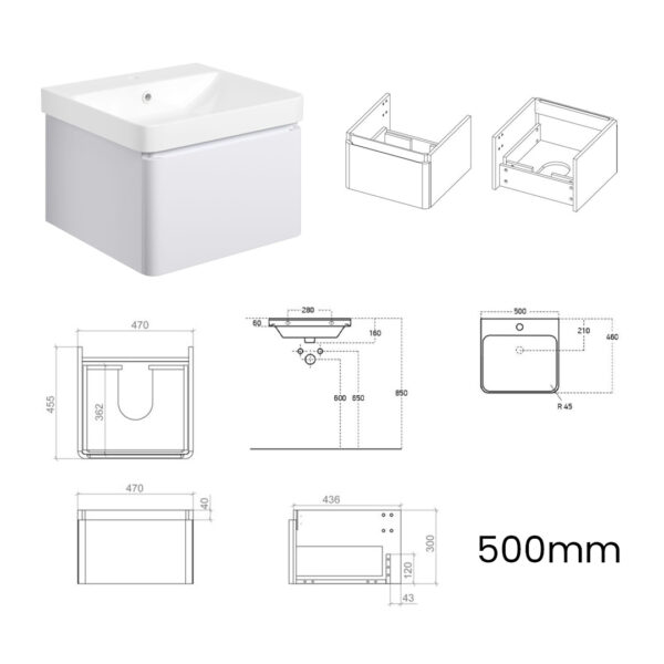 Isla 1 drawer wall hung vanity unit | White, Latte & Black | Haven Furniture | Nationwide shipping ireland and the uk | Bathshed
