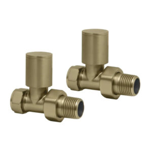 Round Straight Brushed Brass Valves
