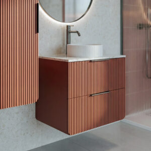 Sorrento Imola Red Ridged Wall Hung Vanity Unit | Delivery UK and Ireland | Bathshed