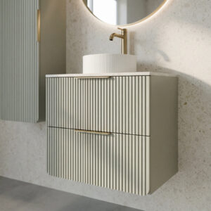 Sorrento Green Wall Hung Vanity Unit | Fluted Vanity Units | Furniture | Delivery Ireland and the UK | Bathshed