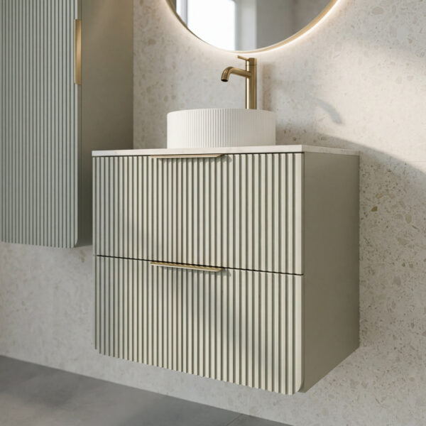 Sorrento Green Wall Hung Vanity Unit | Fluted Vanity Units | Furniture | Delivery Ireland and the UK | Bathshed