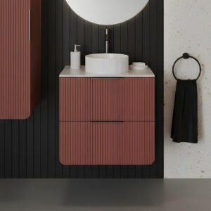 Sorrento Imola Red Ridged Wall Hung Vanity Unit | Delivery UK and Ireland | Bathshed