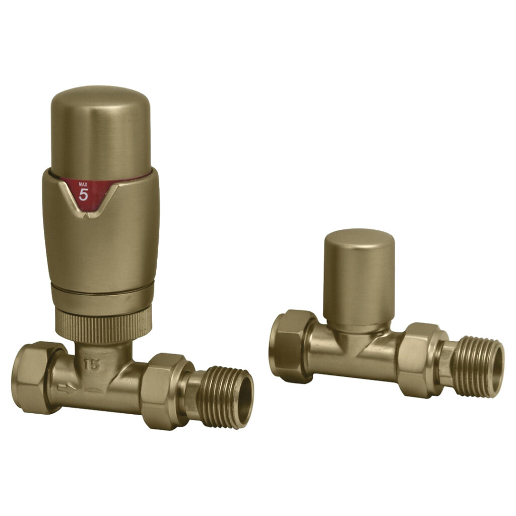 TRV Angled Brushed Brass Valves