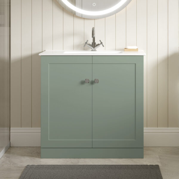 Eden 2 door floorstanding vanity unit | Green, Peony | Haven Furniture | Nationwide shipping ireland and the uk | Bathshed
