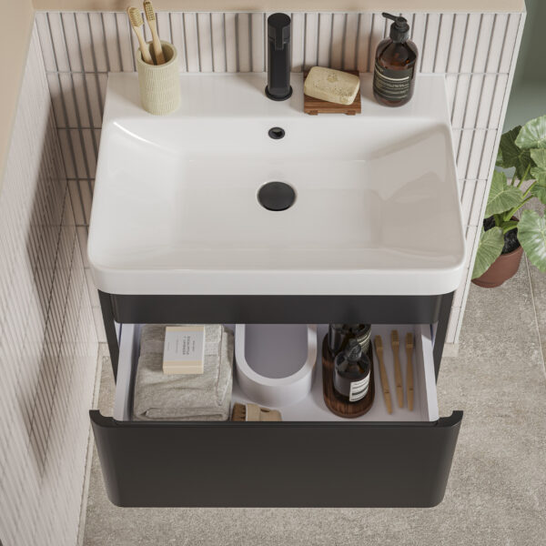 Isla 1 drawer wall hung vanity unit | White, Latte & Black | Haven Furniture | Nationwide shipping ireland and the uk | Bathshed