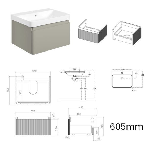 Isla 1 drawer wall hung vanity unit | White, Latte & Black | Haven Furniture | Nationwide shipping ireland and the uk | Bathshed