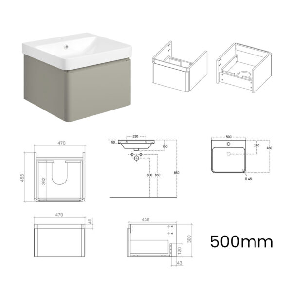 Isla 1 drawer wall hung vanity unit | White, Latte & Black | Haven Furniture | Nationwide shipping ireland and the uk | Bathshed
