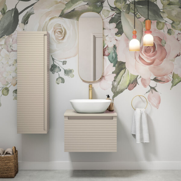 Milo Matt Cotton Wall Hung Vanity Unit | Ridged Texture Vanity Unit | Nationwide Delivery Uk and Ireland | Bathshed