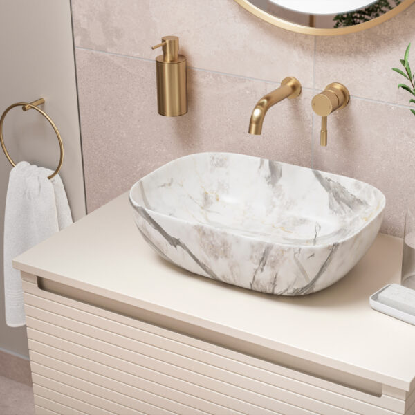 Milo Matt Cotton Wall Hung Vanity Unit | Ridged Texture Vanity Unit | Nationwide Delivery Uk and Ireland | Bathshed