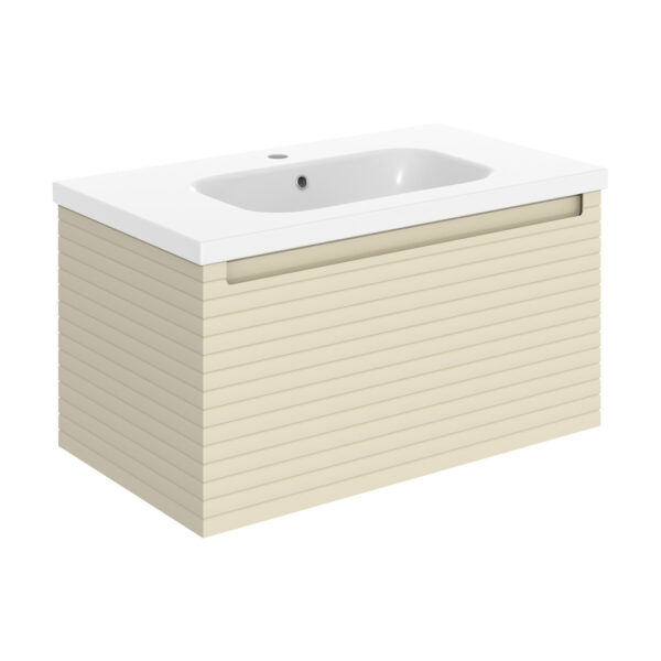Milo Matt Cotton Wall Hung Vanity Unit | Ridged Texture Vanity Unit | Nationwide Delivery Uk and Ireland | Bathshed