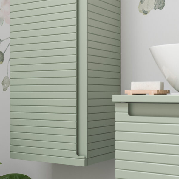 Milo Matt Willow Green Wall Hung Vanity Unit | Ridged Texture Vanity Unit | Nationwide Delivery Uk and Ireland | Bathshed