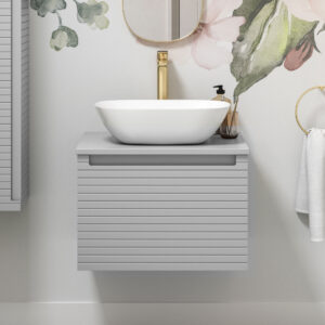 Milo Matt Mineral Grey Wall Hung Vanity Unit | Ridged Texture Vanity Unit | Nationwide Delivery Uk and Ireland | Bathshed