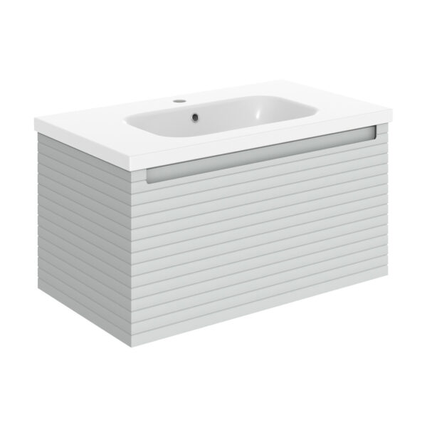 Milo Matt Mineral Grey Wall Hung Vanity Unit | Ridged Texture Vanity Unit | Nationwide Delivery Uk and Ireland | Bathshed