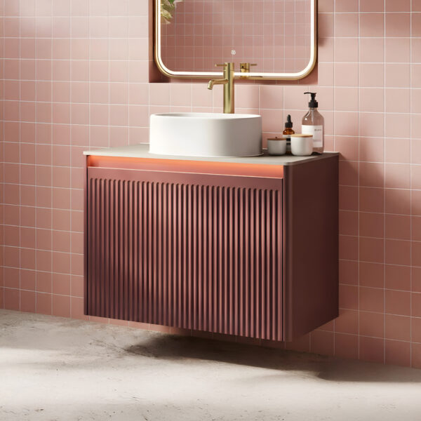 Zen imola red wall hung vanity unit | Ridge effect | Delivery UK and Ireland | Bathshed