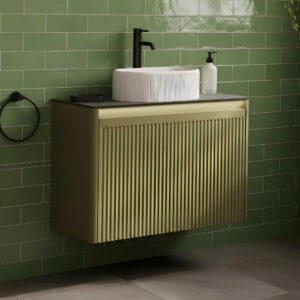 Zen Khaki green wall hung vanity unit | Ridge effect | Delivery UK and Ireland | Bathshed