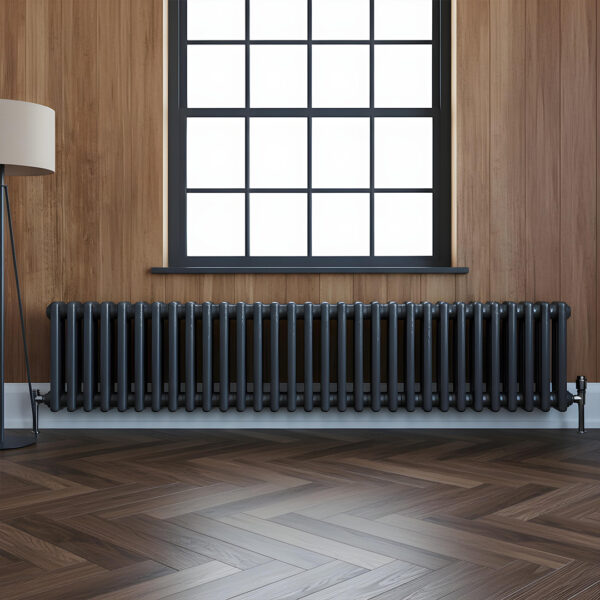 Torino Anthracite three column traditional Steel designer radiator horizontal | Bathshed | delivery Ireland and the uk