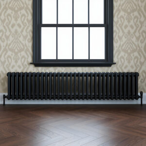 Torino Black three column traditional Steel designer radiator horizontal | Bathshed | delivery Ireland and the uk