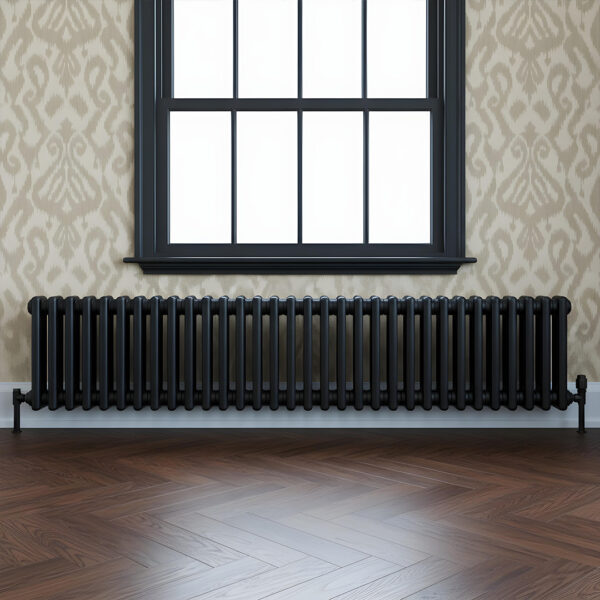 Torino Black three column traditional Steel designer radiator horizontal | Bathshed | delivery Ireland and the uk
