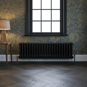 Torino Black three column traditional Steel designer radiator horizontal | Bathshed | delivery Ireland and the uk