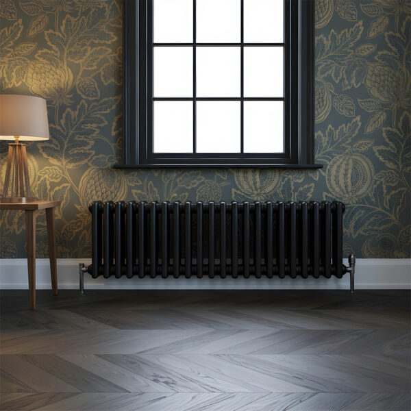 Torino Black three column traditional Steel designer radiator horizontal | Bathshed | delivery Ireland and the uk