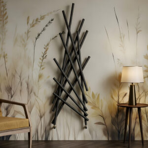 theon matt black art deco modern designer radiator | Next day delivery ireland and the UK | Bathshed
